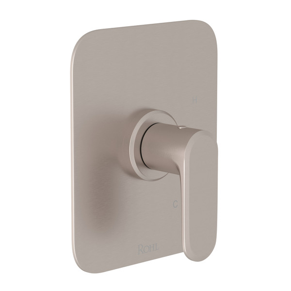 DISCONTINUÉ -Garniture pour valve pression équilibrée sans déviateur Meda - Nickel satiné avec poignée à levier en métal | Numéro de modèle: LV110L-STN - Produit épuisé