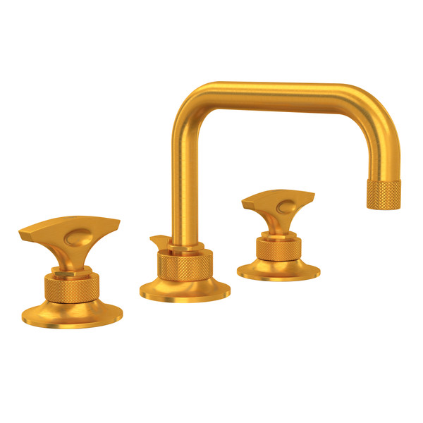 Graceline U-Spout Widespread Bathroom Faucet - Satin Gold with Metal Dial Handle | Model Number: MB2009DMSG-2 - Product Knockout