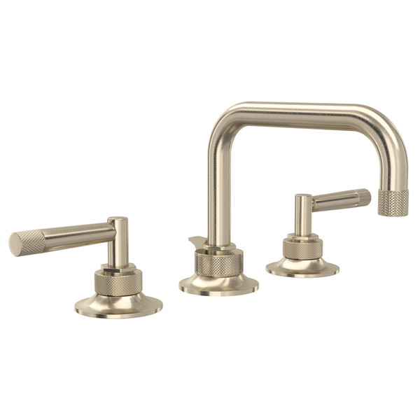 Graceline U-Spout Widespread Bathroom Faucet - Satin Nickel with Metal Lever Handle | Model Number: MB2009LMSTN-2 - Product Knockout