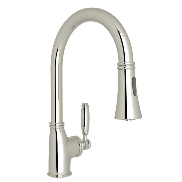 DISCONTINUED-Gotham Pulldown Bar and Food Prep Faucet - Polished Nickel with Metal Lever Handle | Model Number: MB7927LMPN-2