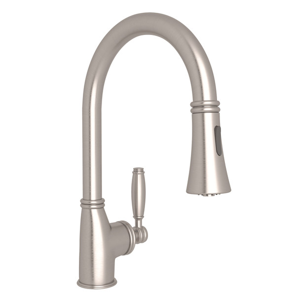 Gotham Pulldown Bar and Food Prep Faucet - Satin Nickel with Metal Lever Handle | Model Number: MB7927LMSTN-2 - Product Knockout