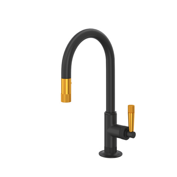 DISCONTINUED-Graceline Pulldown Bar and Food Prep Faucet - Matte Black with Gold Accent with Lever Handle | Model Number: MB7930SLMMBG-2
