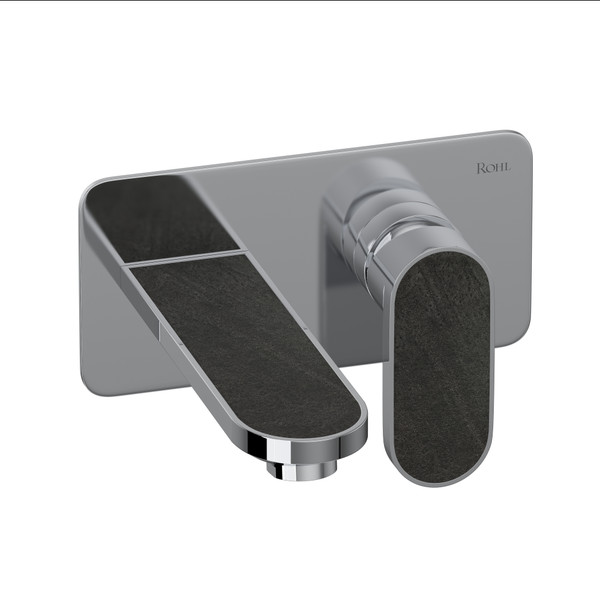 Miscelo Wall Mount Single Handle Bathroom Faucet - Polished Chrome Spout with Greystone Quarry Insert with Lever Handle with Insert | Model Number: MI01W2GQAPC - Product Knockout
