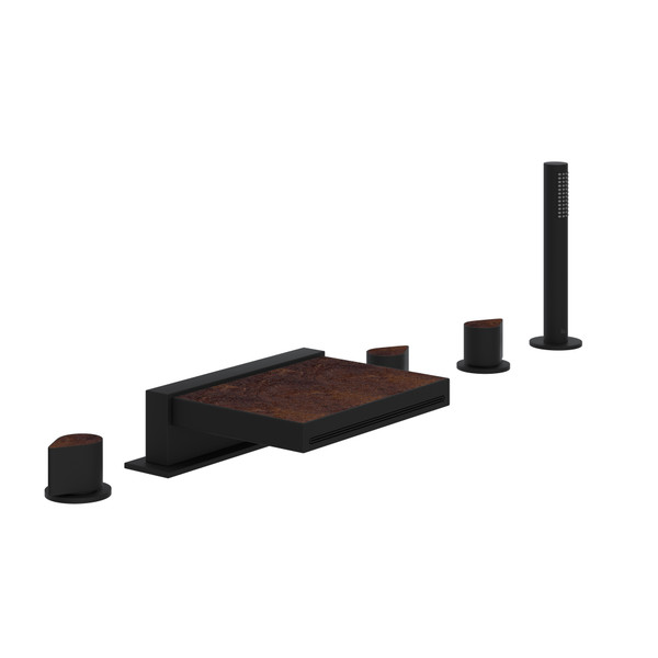 Miscelo 5-Hole Deck Mount Tub Filler - Matte Black Spout with Sedona Insert with Lever Handle with Insert | Model Number: MI05D5SDMB - Product Knockout