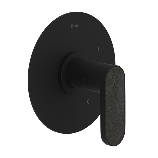 Miscelo Pressure Balance Trim without Diverter - Matte Black Spout with Greystone Quarry Insert with Lever Handle with Insert | Model Number: MI10W1GQMB - Product Knockout