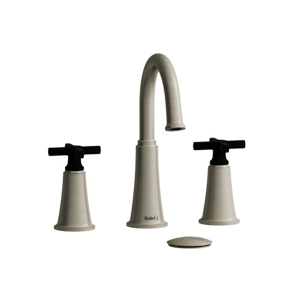 DISCONTINUED Momenti™ Widespread Lavatory Faucet With C-Spout - Brushed Nickel/Black | Model Number: MMRD08+BNBK-10