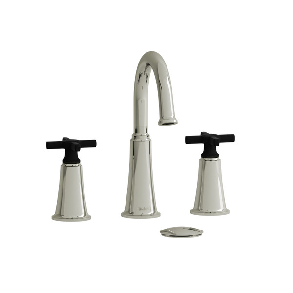 DISCONTINUÉ Robinet de lavabo rétractable en plusieurs parties avec bec en C Momenti™ - Nickel poli/noir | Numéro de modèle: MMRD08+PNBK