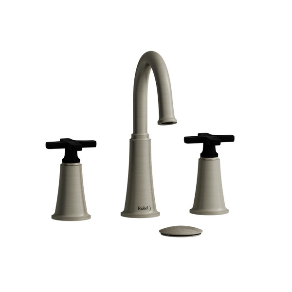 DISCONTINUED Momenti™ Widespread Lavatory Faucet With C-Spout - Brushed Nickel/Black | Model Number: MMRD08XBNBK-10