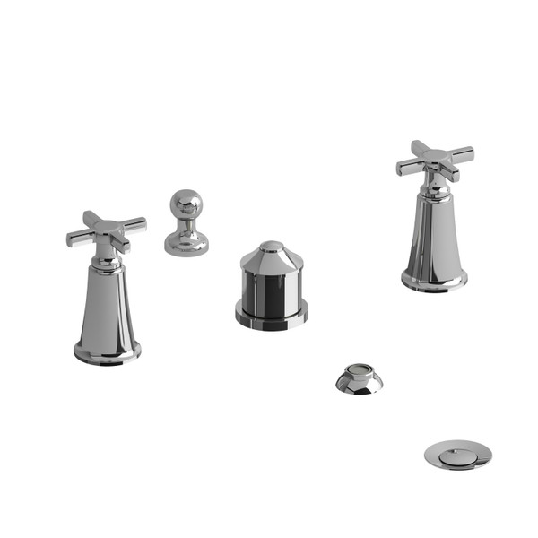 DISCONTINUED-Momenti Two Handle Deck Mount Bidet  - Chrome with Cross Handles | Model Number: MMRD09+C - Product Knockout