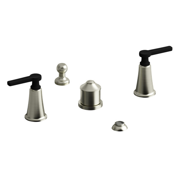 DISCONTINUED Momenti™ Two Handle Deck Mount Bidet - Brushed Nickel/Black | Model Number: MMRD09JBNBK