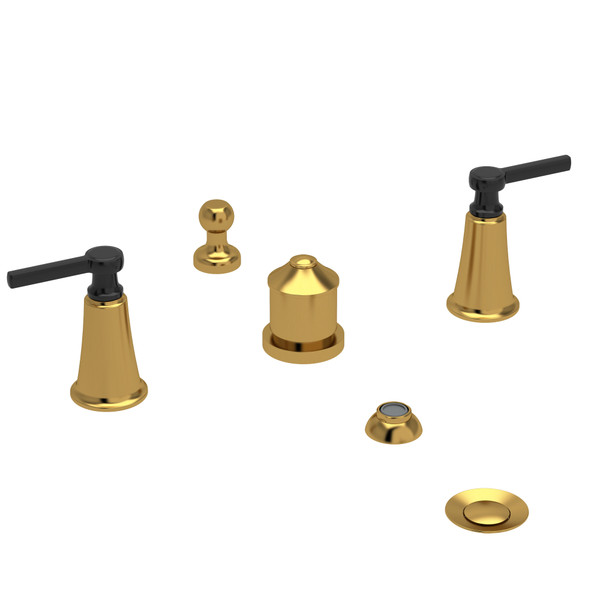 DISCONTINUED Momenti™ Two Handle Deck Mount Bidet - Brushed Gold/Black | Model Number: MMRD09LBGBK