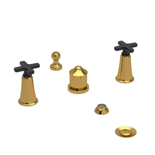 DISCONTINUED Momenti™ Two Handle Deck Mount Bidet - Brushed Gold/Black | Model Number: MMRD09XBGBK