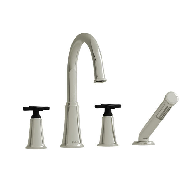 DISCONTINUED Momenti™ 4-Hole Deck Mount Tub Filler With C-Spout - Polished Nickel/Black | Model Number: MMRD12XPNBK