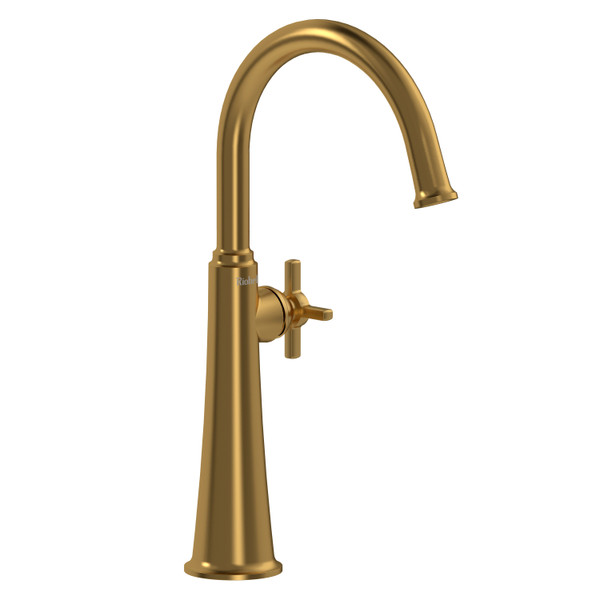 DISCONTINUED Momenti™ Single Handle Tall Lavatory Faucet With C-Spout - Brushed Gold | Model Number: MMRDL01+BG
