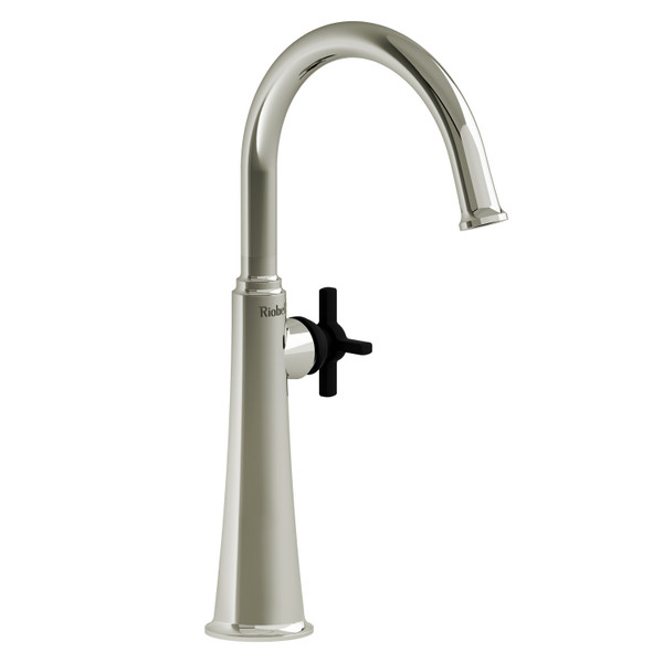 DISCONTINUED Momenti™ Single Handle Tall Lavatory Faucet With C-Spout - Polished Nickel/Black | Model Number: MMRDL01+PNBK
