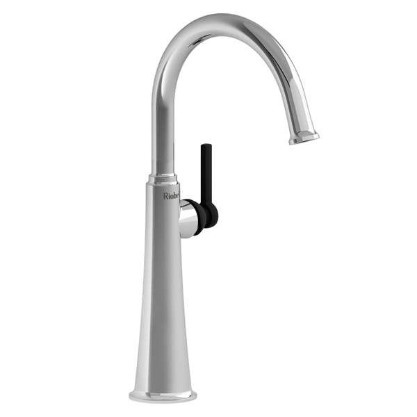 DISCONTINUED Momenti™ Single Handle Tall Lavatory Faucet With C-Spout - Chrome/Black | Model Number: MMRDL01LCBK