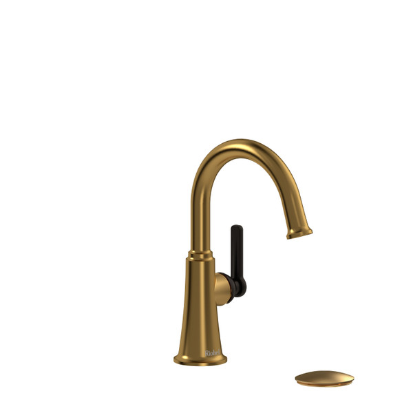 Momenti™ Single Handle Lavatory Faucet With C-Spout - Brushed Gold/Black | Model Number: MMRDS01JBGBK