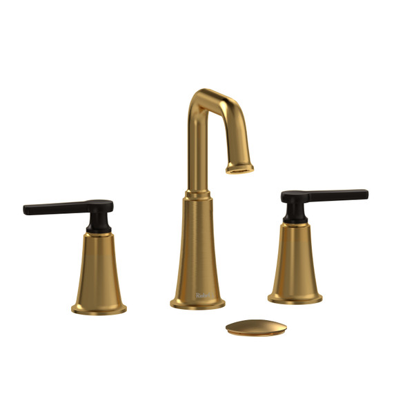DISCONTINUED Momenti™ Widespread Lavatory Faucet With U-Spout - Brushed Gold/Black | Model Number: MMSQ08JBGBK-10
