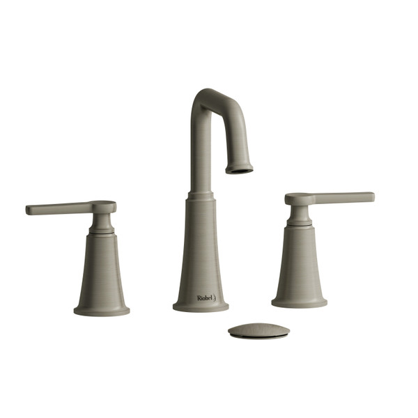 Robinet de salle de bain en plusieurs parties avec bec en U Momenti - Nickel brossé avec poignées en J  | Numéro de modèle: MMSQ08JBN - Produit épuisé