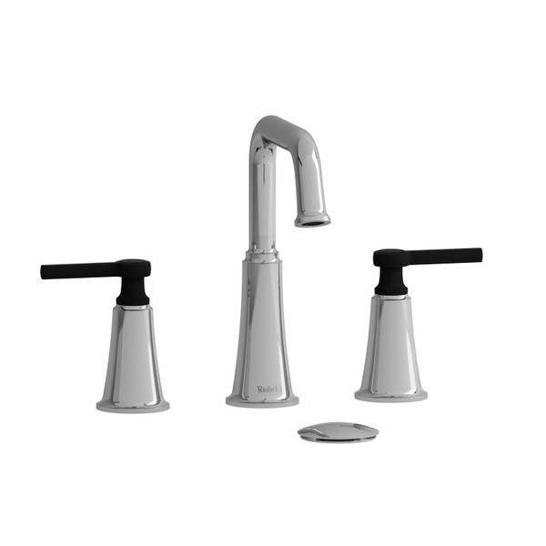 Robinet de salle de bain en plusieurs parties avec bec en U Momenti - Chrome et Noir avec poignées à levier  | Numéro de modèle: MMSQ08LCBK - Produit épuisé