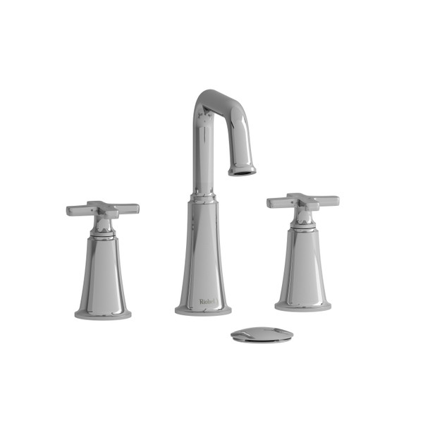 DISCONTINUÉ -Robinet de salle de bain en plusieurs parties avec bec en U Momenti - Chrome avec poignées en croix | Numéro de modèle: MMSQ08XC-10 - Produit épuisé