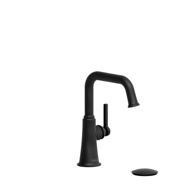 DISCONTINUED-Momenti Single Handle Bathroom Faucet with U-Spout  - Black with Lever Handles | Model Number: MMSQS01LBK