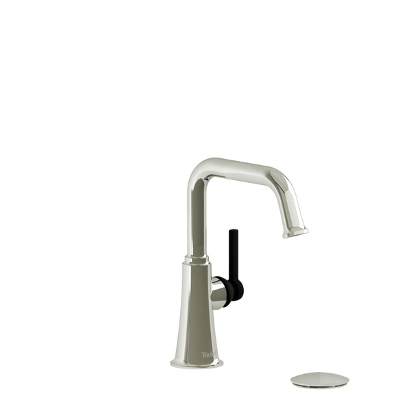 Momenti Single Handle Bathroom Faucet with U-Spout  - Polished Nickel and Black with Lever Handles | Model Number: MMSQS01LPNBK - Product Knockout