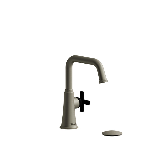 Momenti Single Handle Bathroom Faucet with U-Spout  - Brushed Nickel and Black with X-Shaped Handles | Model Number: MMSQS01XBNBK - Product Knockout