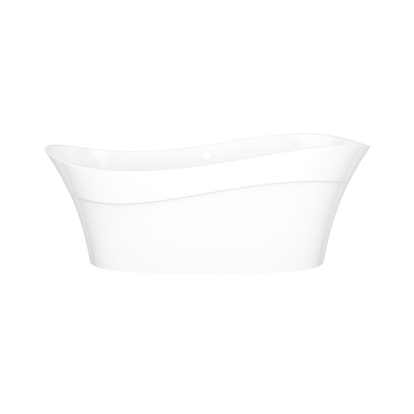Pescadero LH 66-3/4 Inch X 31-3/8 Inch Freestanding Soaking Bathtub in Volcanic Limestone&trade; with Overflow Hole - Gloss White | Model Number: PES-N-LH-SW-OF - Product Knockout