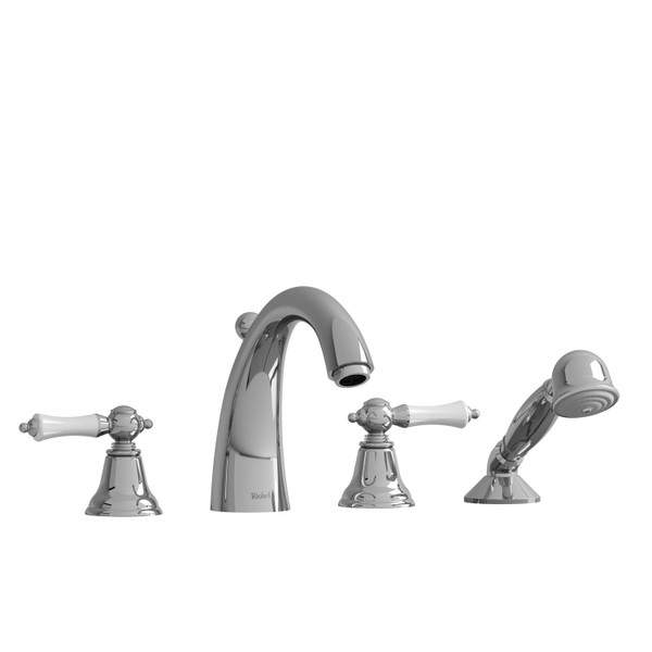 DISCONTINUED Classic 4-Hole Deck Mount Tub Filler - Chrome/White | Model Number: PR12LCW