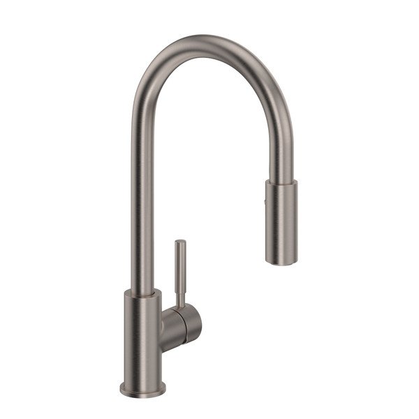 Lux Side Handle Stainless Steel Pulldown Kitchen Faucet - Satin Nickel with Lever Handle | Model Number: R7520STN - Product Knockout