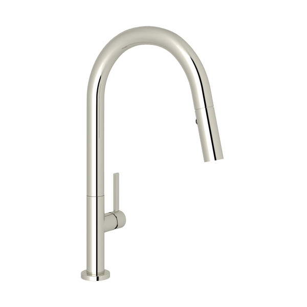 Robinet de cuisine rétractable moderne Lux - Nickel poli avec poignée à levier en métal  | Numéro de modèle: R7581LMPN-2 - Produit épuisé