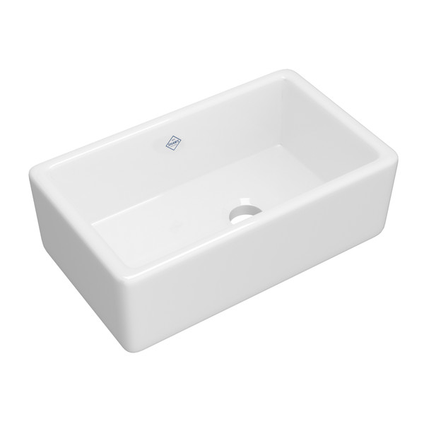 DISCONTINUED Lancaster™ 30" Single Bowl Farmhouse Apron Front Fireclay Kitchen Sink - White (WH) | Model Number: RC3018WH