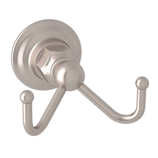 Wall Mount Double Robe Hook - Satin Nickel | Model Number: ROT7DSTN - Product Knockout