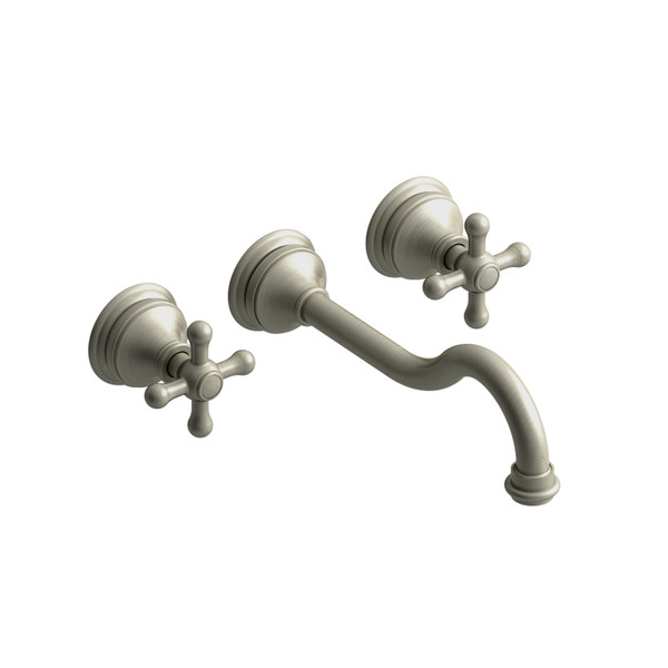 DISCONTINUED-Retro Wall Mount Lavatory Faucet 1.0 GPM - Brushed Nickel with Cross Handles | Model Number: RT03+BN-10 - Product Knockout