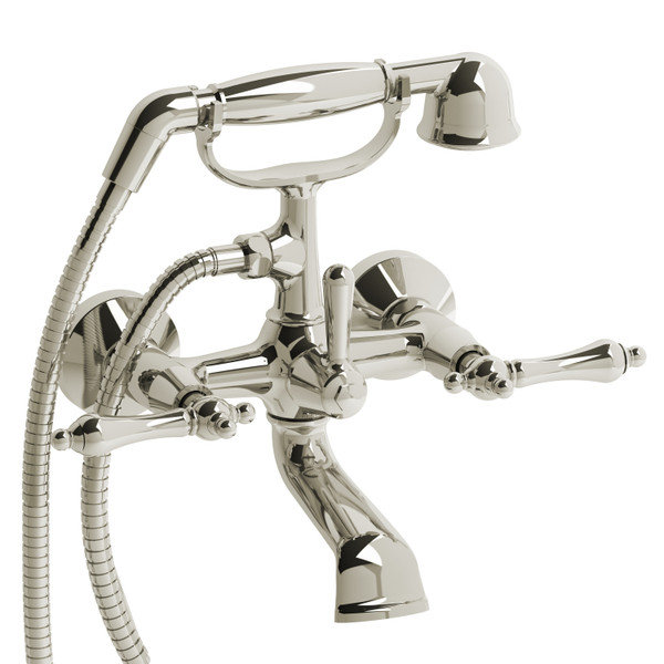 ​​​​​​​​​​​​​​Robinet de bain à deux trous Retro  - Nickel poli avec poignées à levier  | Numéro de modèle: RT06LPN - Produit épuisé