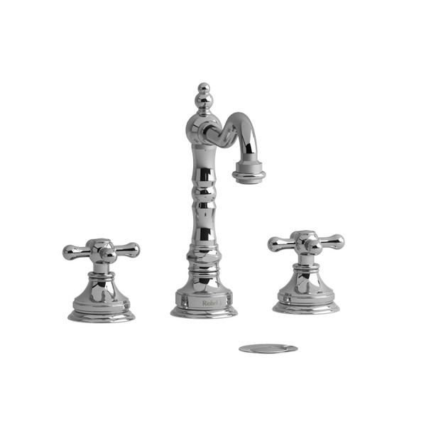 DISCONTINUED-Retro Widespread Lavatory Faucet 1.0 GPM - Chrome with Cross Handles | Model Number: RT08+C-10 - Product Knockout