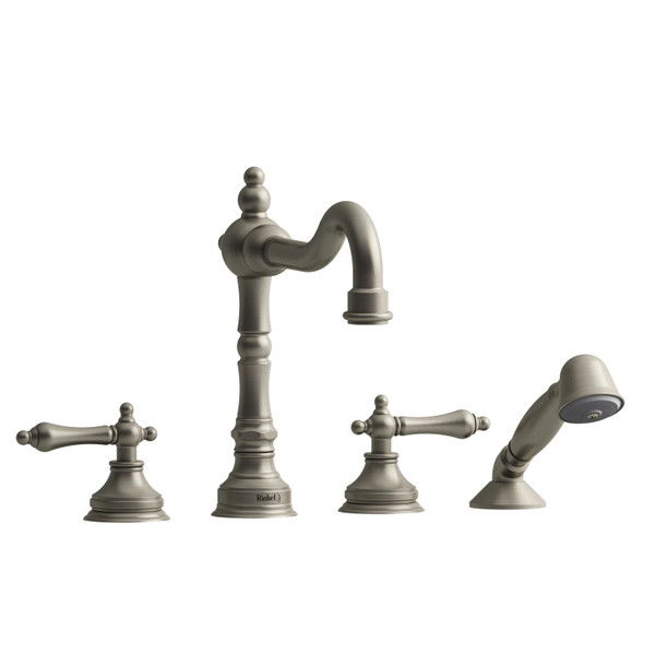 DISCONTINUED Retro™ 4-Hole Deck Mount Tub Filler - Brushed Nickel | Model Number: RT12LBN