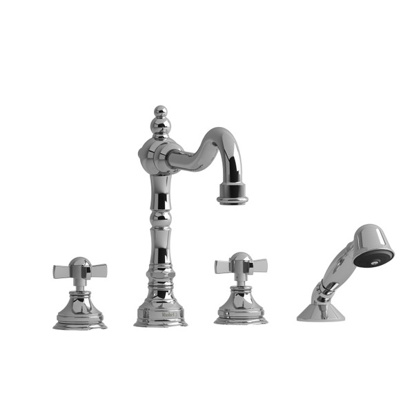 Robinet de bain sur comptoir 4 trous Retro​​​​​​​ - Chrome avec poignées en croix  | Numéro de modèle: RT12XC - Produit épuisé