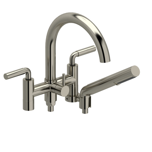 Riu Two Hole Tub Filler Without Risers  - Brushed Nickel with Lever Handles | Model Number: RU06LBN - Product Knockout