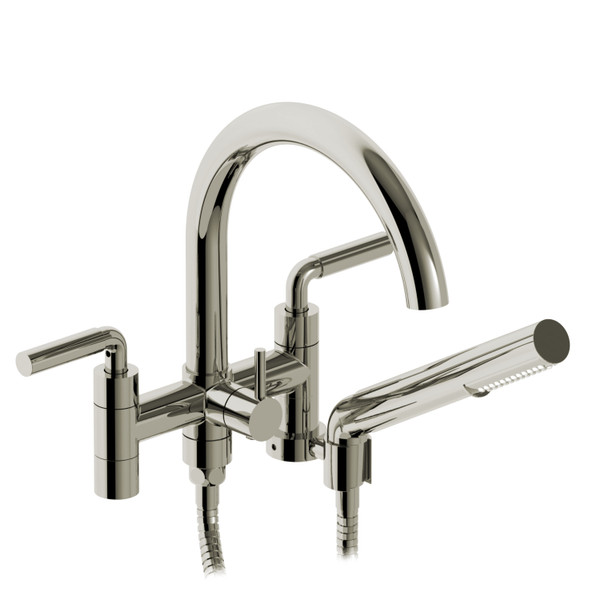 Riu Two Hole Tub Filler Without Risers  - Polished Nickel with Lever Handles | Model Number: RU06LPN - Product Knockout