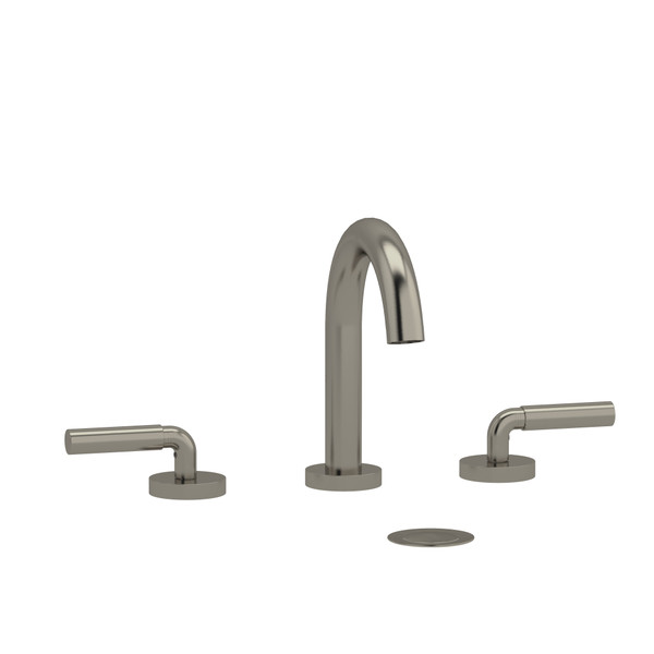 Riu Widespread Bathroom Faucet with C-Spout with Knurled Lever Handles - Brushed Nickel | Model Number: RU08LKNBN - Product Knockout