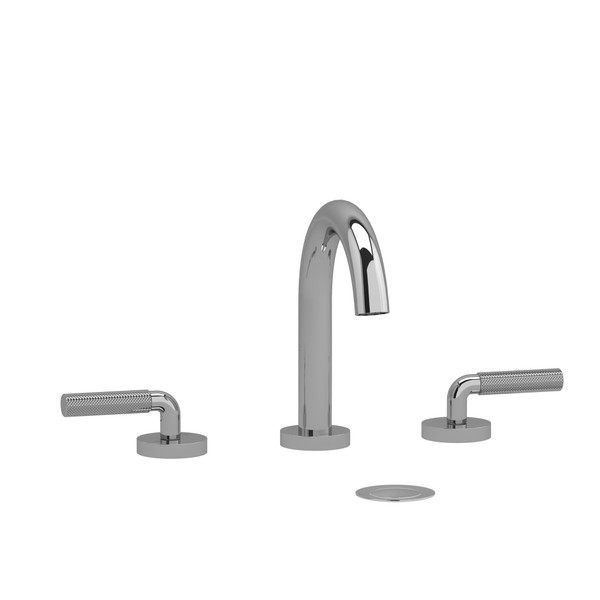 Riu Widespread Bathroom Faucet with C-Spout with Knurled Lever Handles - Chrome | Model Number: RU08LKNC - Product Knockout