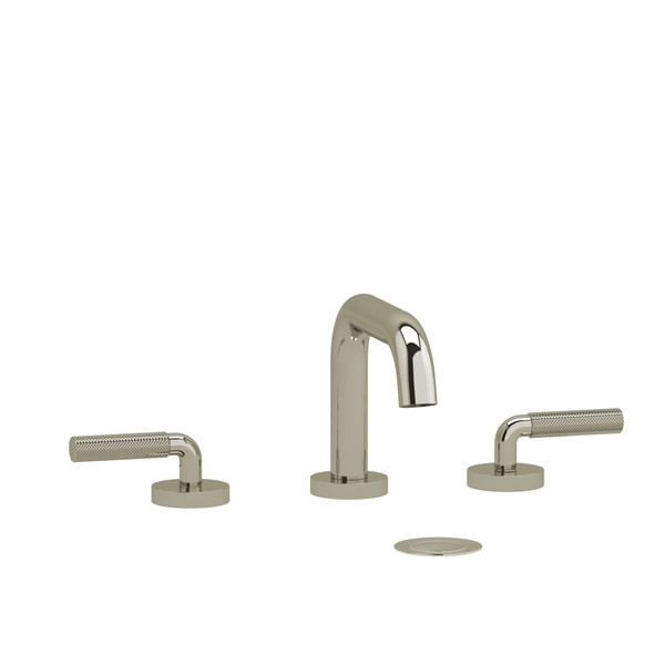 Riu Widespread Bathroom Faucet with U-Spout with Knurled Lever Handle - Polished Nickel | Model Number: RUSQ08LKNPN - Product Knockout