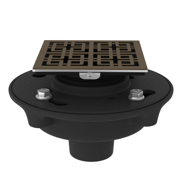 DISCONTINUED-Cast Iron 2 Inch No Hub Drain Kit with 3142 Weave Decorative Cover - English Bronze | Model Number: SDCI2-3142EB - Product Knockout