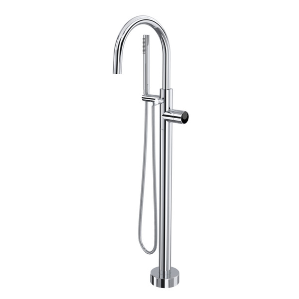 DISCONTINUED Eclissi™ Single Hole Floor Mount Tub Filler Trim With C-Spout - Polished Chrome/Matte Black | Model Number: TEC06F1IWPCB