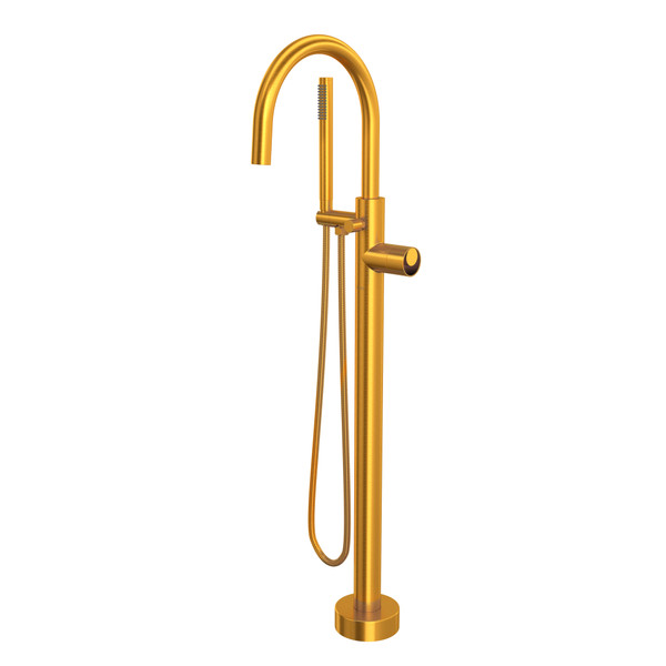 DISCONTINUED Eclissi™ Single Hole Floor Mount Tub Filler Trim With C-Spout - Satin Gold | Model Number: TEC06F1IWSG