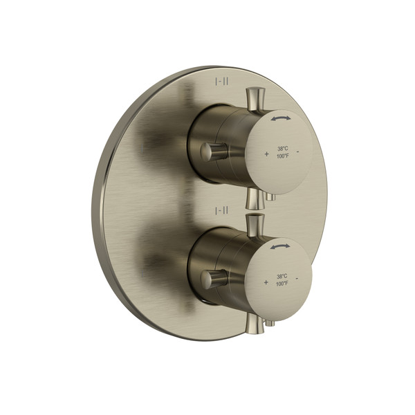 Garniture  pour valve pression équilibrée et thermostatique ​​​​3/4" Edge avec jusqu'à 6 fonctions - Nickel brossé avec poignées en croix  | Numéro de modèle: TEDTM46+BN - Produit épuisé