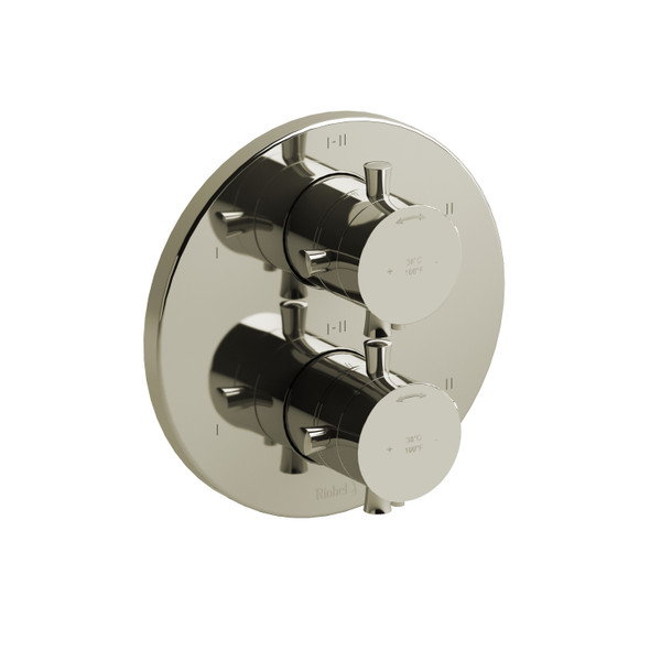 Garniture  pour valve pression équilibrée et thermostatique ​​​​3/4" Edge avec jusqu'à 6 fonctions - Nickel poli avec poignées en croix  | Numéro de modèle: TEDTM46+PN - Produit épuisé