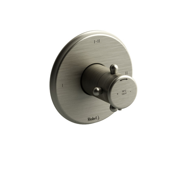 Garniture pour valve pression équilibrée ​​​​et thermostatique 1/2" avec jusqu'à 3 fonctions Classique - Nickel brossé avec poignées en croix  | Numéro de modèle: TGN23+BN - Produit épuisé
